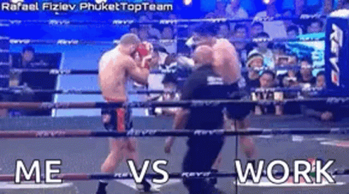 Two Men Boxing in Ring Me vs Work