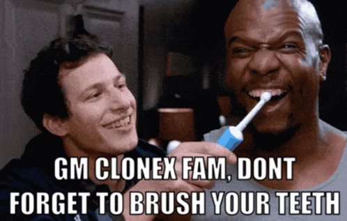 Two Men Brushing Their Teeth With A Gm Clonex Fam Dont Forget To Brush Your Teeth GIF