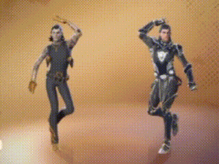 Two Men Dancing Together in Video Game