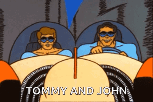 Two Men Driving Car With Tommy And John GIF