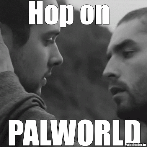 Two Men Facing Each Other Hop on Palworld