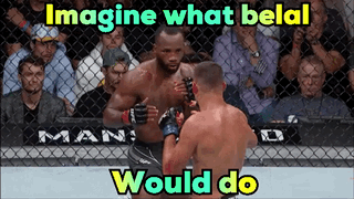 Two Men Fighting In A Cage With The Words Imagine What Belal Would Do GIF