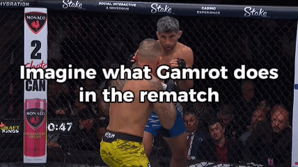 Two Men Fighting In A Cage With The Words Imagine What Gamrot Does In The Rematch Below Them GIF