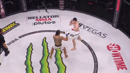 Two Men Fighting in a Ring With Monster Energy Drink Ad