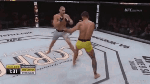 Two Men Fighting in Boxing Ring