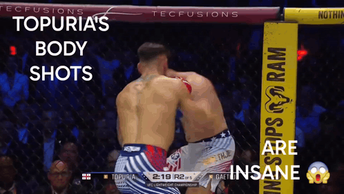 Two Men Fighting In Boxing Ring Body Shots GIF