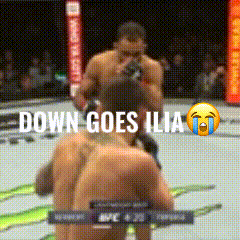 Two Men Fighting in Boxing Ring Down Goes Ilia
