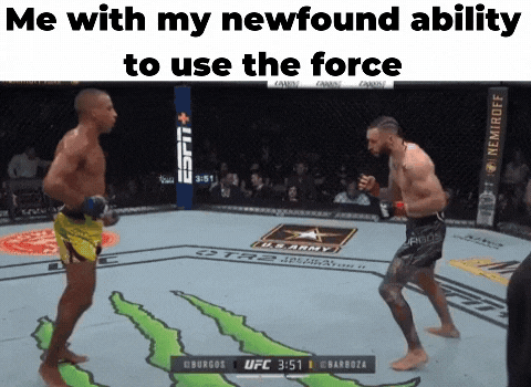 Two Men Fighting In Boxing Ring Saying Me With My Newfound Ability To Use The Force GIF