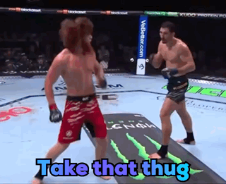 Two Men Fighting in Boxing Ring Take That Thug