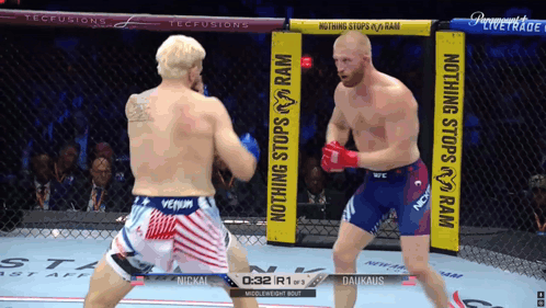 Two Men Fighting in Cage Nothing Stops Ram