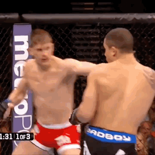 Two Men Fighting In Cage Saying Metro GIF
