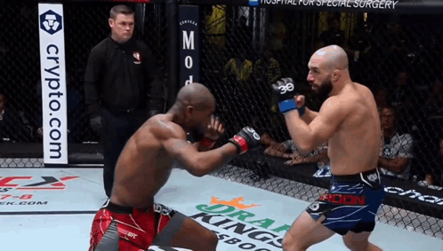 Two Men Fighting In Cage With Crypto.com Sign GIF