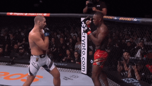 Two Men Fighting In Cage With Crypto.com Sign GIF