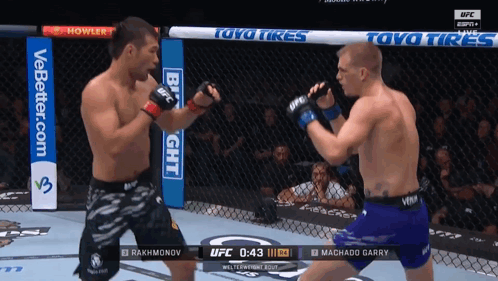 Two Men Fighting In Cage With Toyo Tires Ad GIF