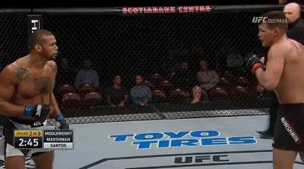 Two Men Fighting In Cage With Toyo Tires On Floor GIF