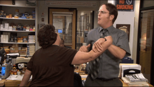 Two Men Fighting in Office