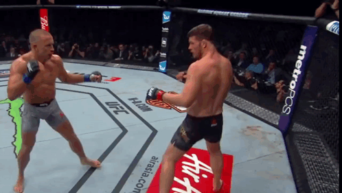 Two Men Fighting in Ring