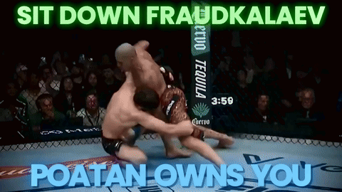 Two Men Fighting in Ring Sit Down Fraudkalaev Poatan Owns You