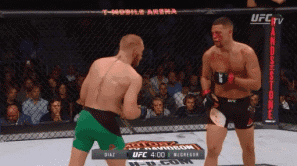 Two Men Fighting in UFC Ring