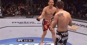 Two Men Fighting in UFC Ring