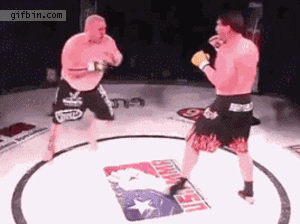 Two Men Fighting in UFC Ring