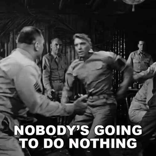 Two Men Fighting Nobody's Going to Do Nothing