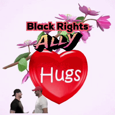 Two Men Hugging Red Heart With Black Rights Ally Hugs