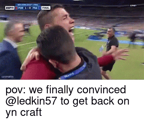 Two Men Hugging Soccer Field We Finally Convinced @ Ledkin57 to Get Back on Y'n Craft