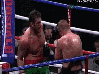 Two Men In A Boxing Ring With A Banner That Says ' Lonsdale ' On It GIF