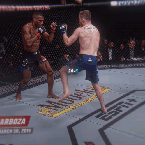Two Men In A Boxing Ring With The Words Carboza On The Floor GIF