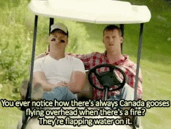 Two Men In A Golf Cart With A Caption That Says You Ever Notice GIF