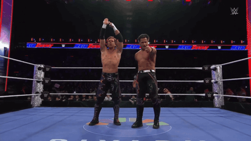 Two Men In A Wrestling Ring With A W Logo On The Ring GIF