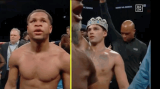 Two Men in Boxing Ring One Wearing Crown