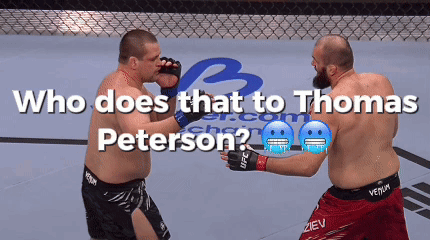 Two Men In Boxing Ring Saying Who Does That To Thomas Peterson GIF