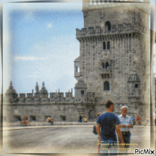 Two Men In Front Of Castle Frases E Sentimentos GIF