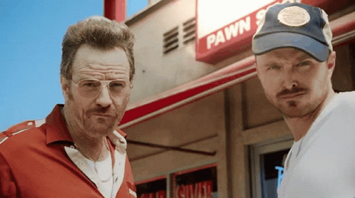 Two Men in Front of Pawn Store