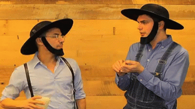 Two Men in Overalls and Hats