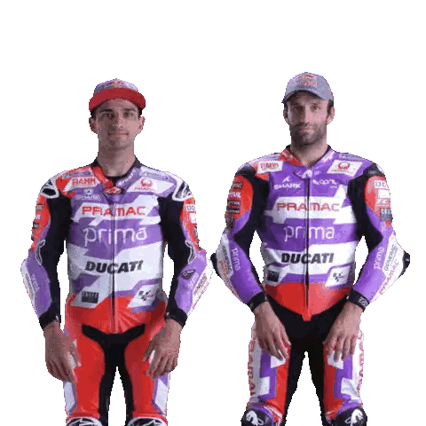 Two Men in Purple Ducati Racing Suits