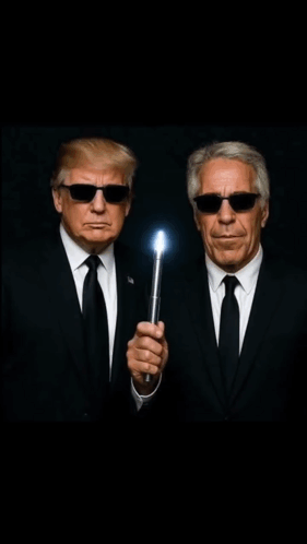 Two Men In Suits And Sunglasses Holding A Light GIF
