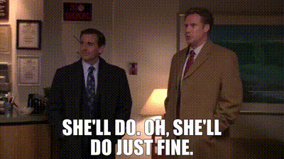 Two Men In Suits And Ties Are Standing Next To Each Other And One Of Them Is Saying She 'Ll Do . Oh . GIF