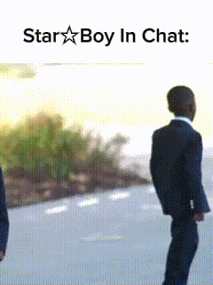 Two Men In Suits Are Walking Down A Street With The Words Star Boy In Chat Written Above Them GIF