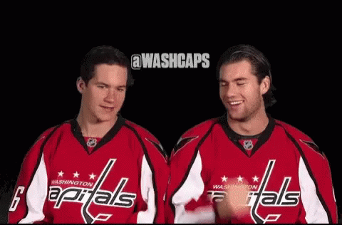 Two Men In Washington Capitals Jerseys GIF