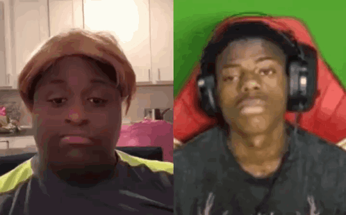 Two Men in Wigs and Headphones
