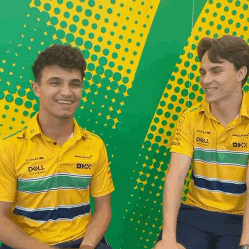 Two Men In Yellow Dell Shirts GIF