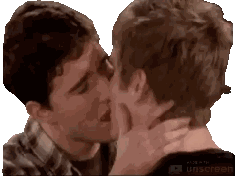 two men kissing with the words made with unscreen visible