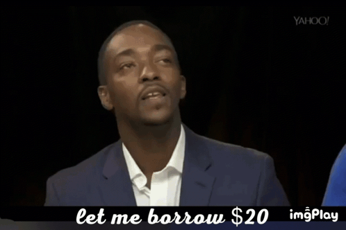 Two Men Laughing In Front Of A Yahoo Banner GIF