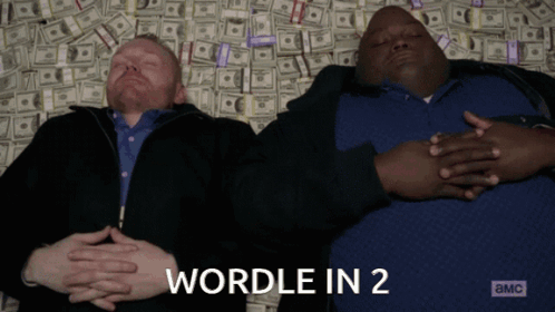 Two Men Laying On Pile Of Money Wordle In 2 GIF