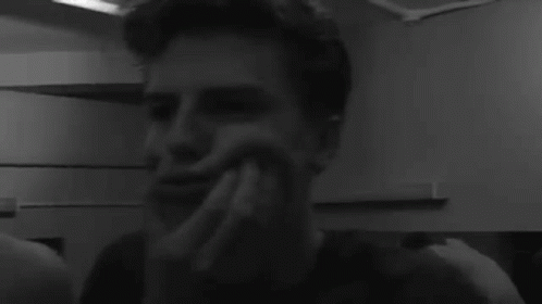 Two Men Making Funny Faces Black And White GIF