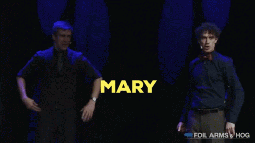 Two Men On A Stage With The Words The Time Has Come GIF