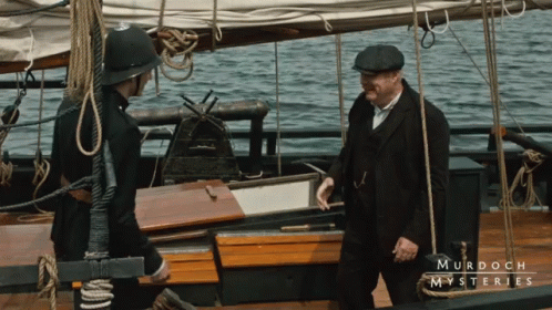 Two Men On Boat Murdoch Mysteries GIF